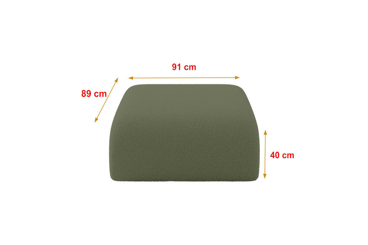 POUF MIRA-PUF 91x89x40 Grün cm Bouclé Modular Sitzhocker - Schwarz/Olivgrün, Holzwerkstoff/Kunststoff (91/40/89cm) - ALTDECOR