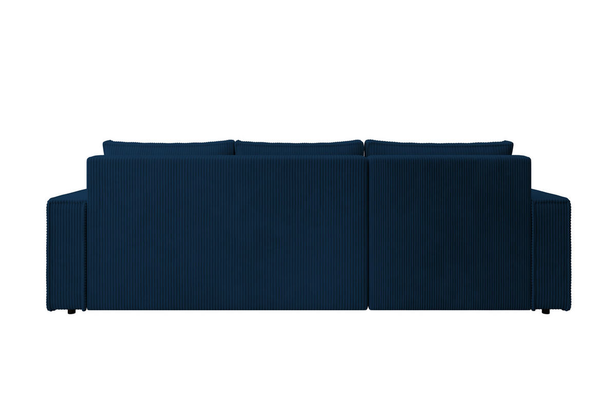ECKSOFA CUDDY L, Eckcouch in L-Form mit Schlaffunktion und Bettkasten, Farbe: Blau, Cordstoff, Ottomane Links - Blau, Textil (240/140cm) - Storez24