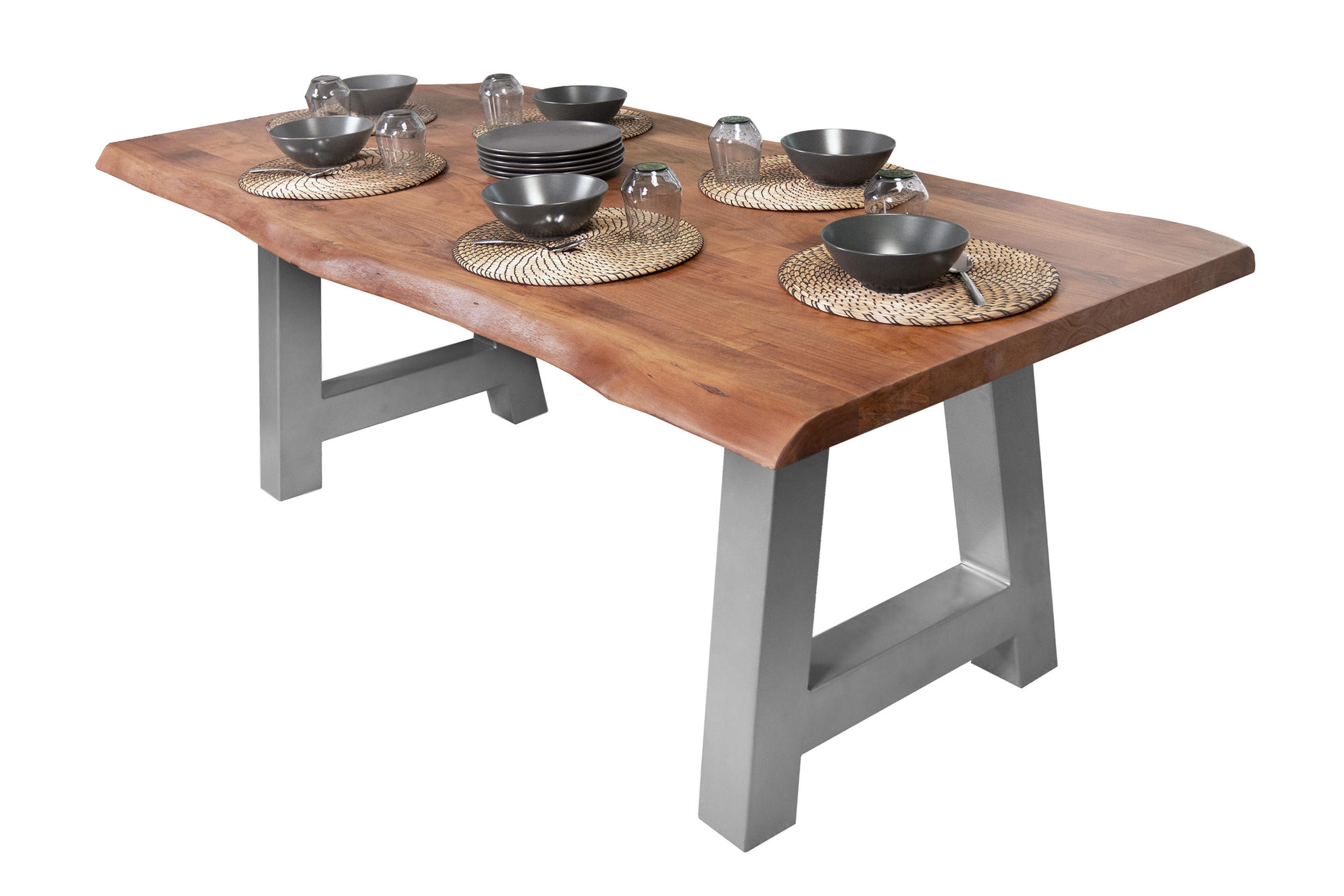 ESSTISCH CALI - Silberfarben/Braun, Holz/Metall (100/200/77cm) - SAM