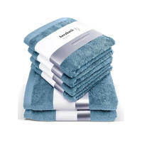 6ER Set Pura Blau 2x Duschtuch + 4x Handtuch - Blau, Textil (50/100cm) - Herzbach Home