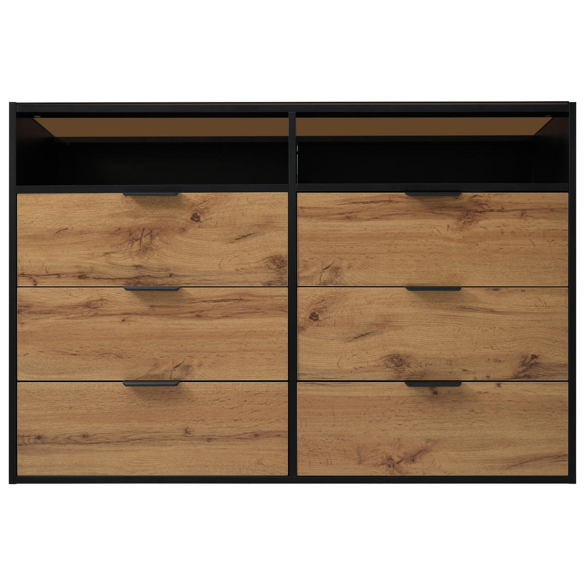 SIDEBOARD Braun und Schwarz 120/40/80 cm - Braun, Glas/Holzwerkstoff (40/80/120cm) - Urban Meuble