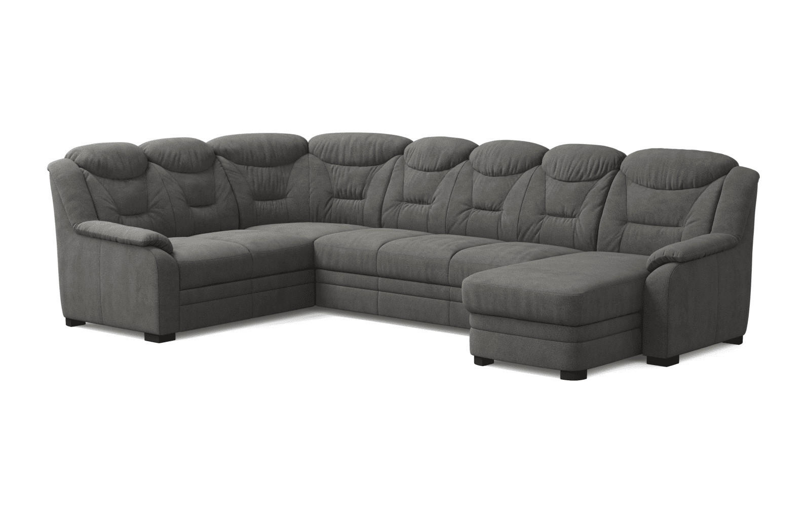 WOHNLANDSCHAFT mit Schlaffunktion und Bettkasten – weiches Chenille-Gewebe - Dunkelgrau/Anthrazit, Holz/Kunststoff (330/99/211cm) - Cotta