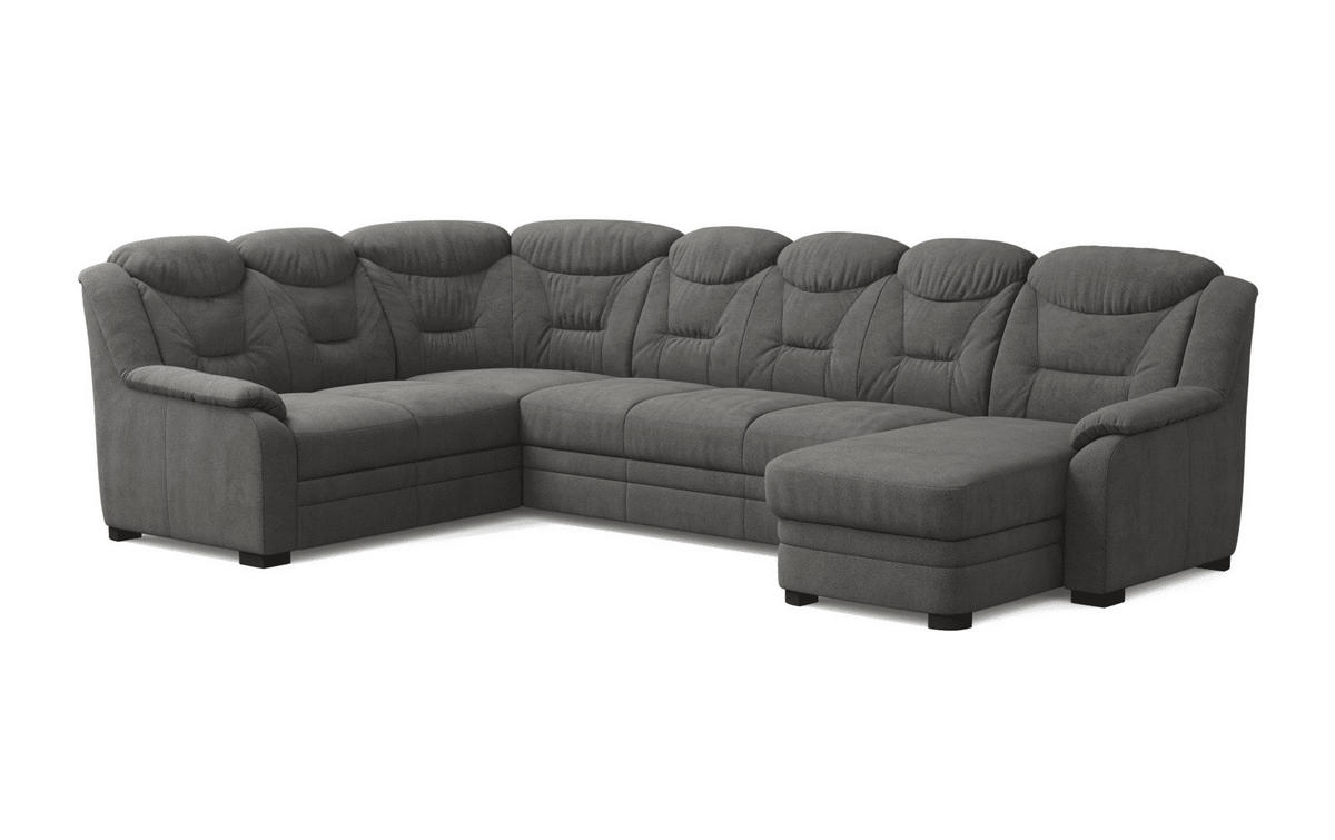 WOHNLANDSCHAFT mit Schlaffunktion und Bettkasten – weiches Chenille-Gewebe - Dunkelgrau/Anthrazit, Holz/Kunststoff (330/99/211cm) - Cotta