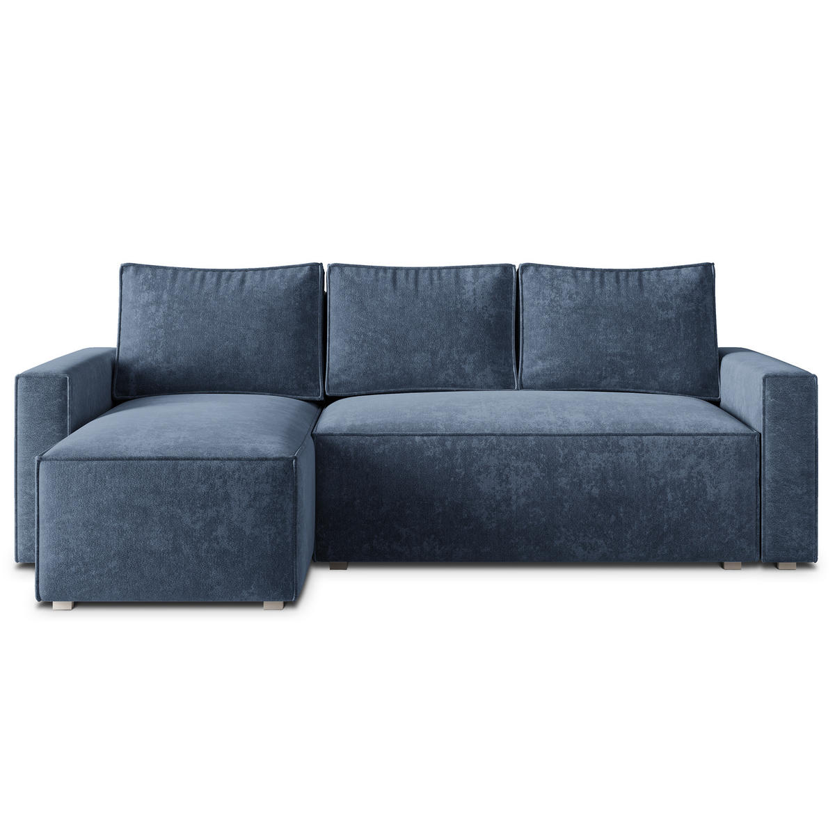 ECKSOFA POTARO LM Blau Chenille mit Schlaffunktion - Blau, Holzwerkstoff/Textil (232/140cm) - MASSENO