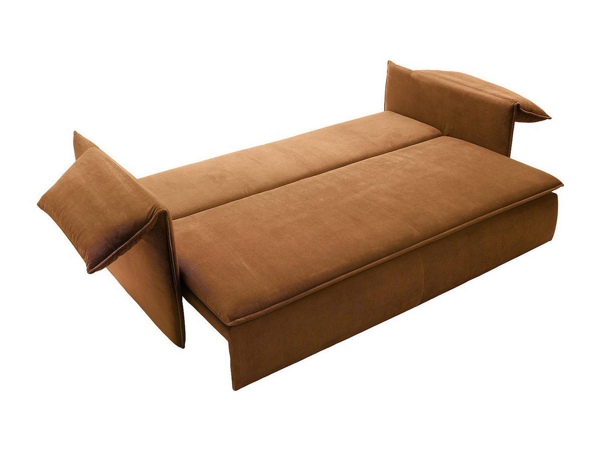 SOFA 3-Sitzer - Mit Schlaffunktion - Feincord - Terracotta - TEODORA - Braun, Textil (218/89/105cm) - Vente-Unique