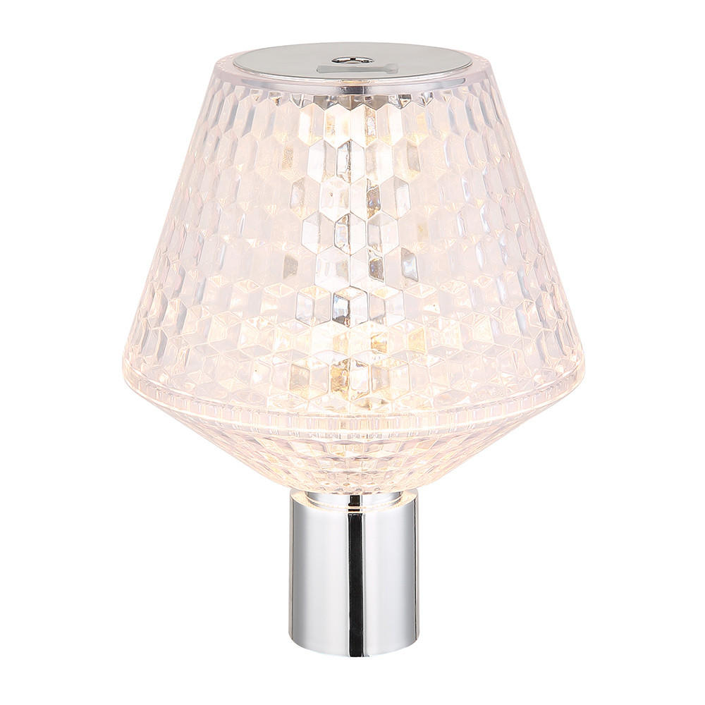 LED TISCHLEUCHTE Kristalloptik Klar - Klar, Kunststoff (12/12/15.5cm) - Globo Lighting