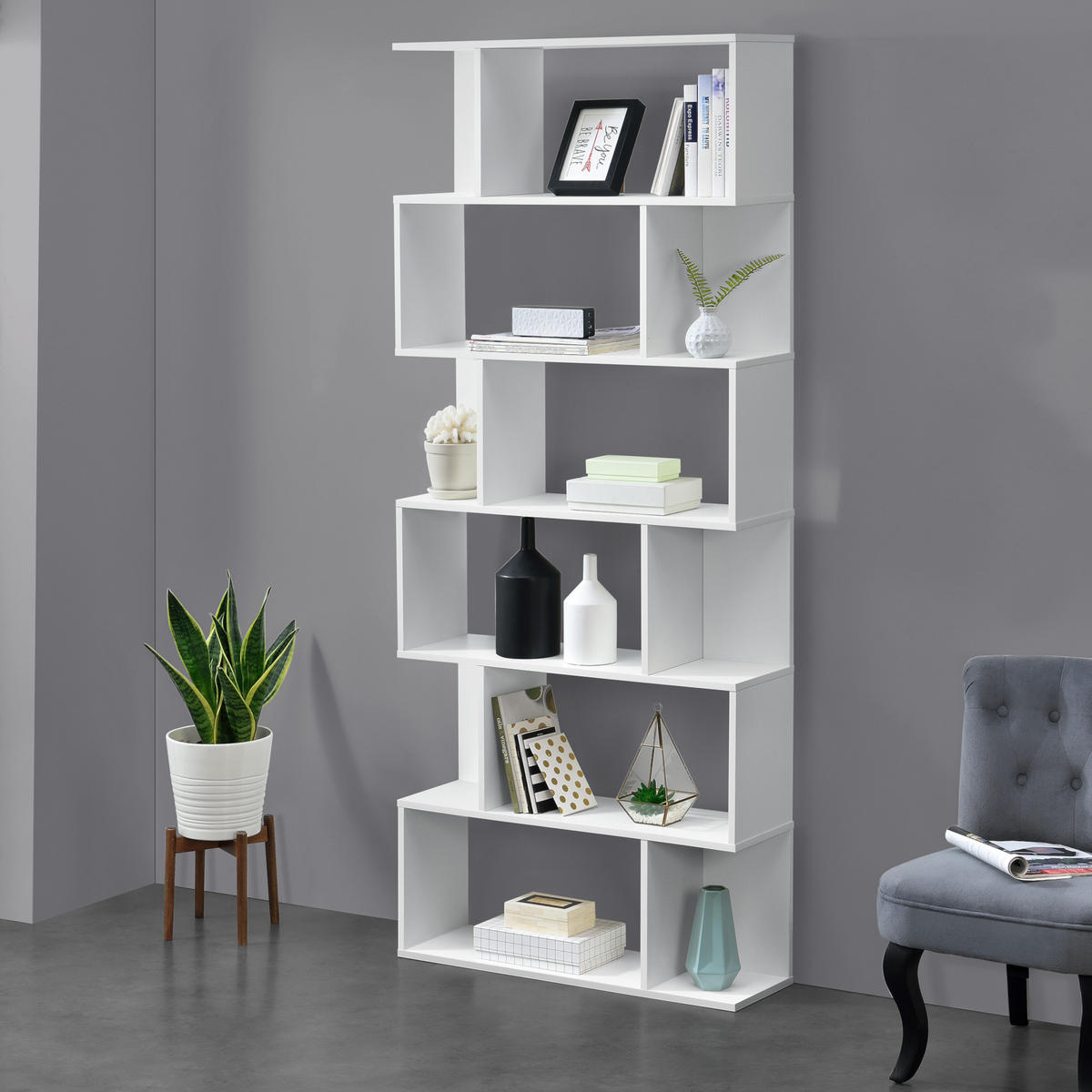 BÜCHERREGAL Borrby - Weiß, Holzwerkstoff (80/192/24cm) - [en.casa]