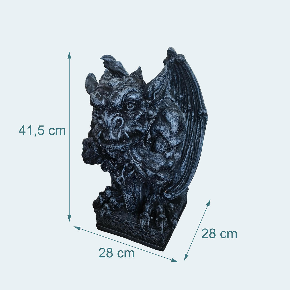 GARGOJLA-SOŠKA - sivá, plast (28/42/28cm) - Relaxdays