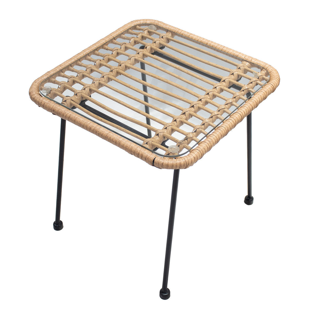 BALKONSET - Polyrattan / Stahl - Beige / Schwarz - 3-teilig - Beige/Schwarz, Naturmaterialien/Glas - home24