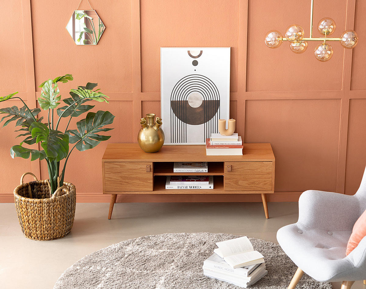 TV-LOWBOARD - Echtholzfurnier Eiche, 120 cm - Braun, Holzwerkstoff (120/45/40cm) - home24