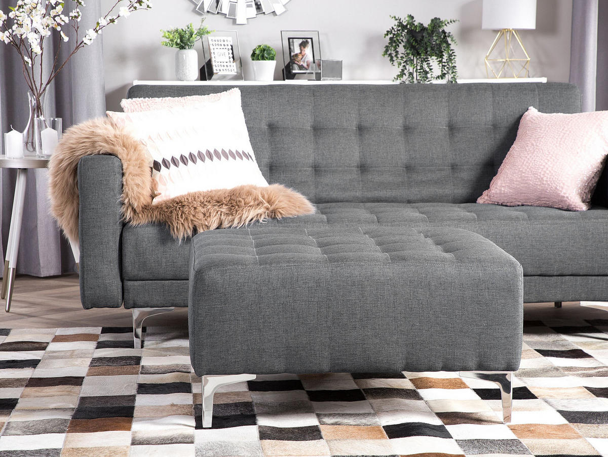 OTTOMANE Aberdeen 80/80/41 cm - Silberfarben/Grau, Kunststoff/Textil (80/41/80cm) - Beliani