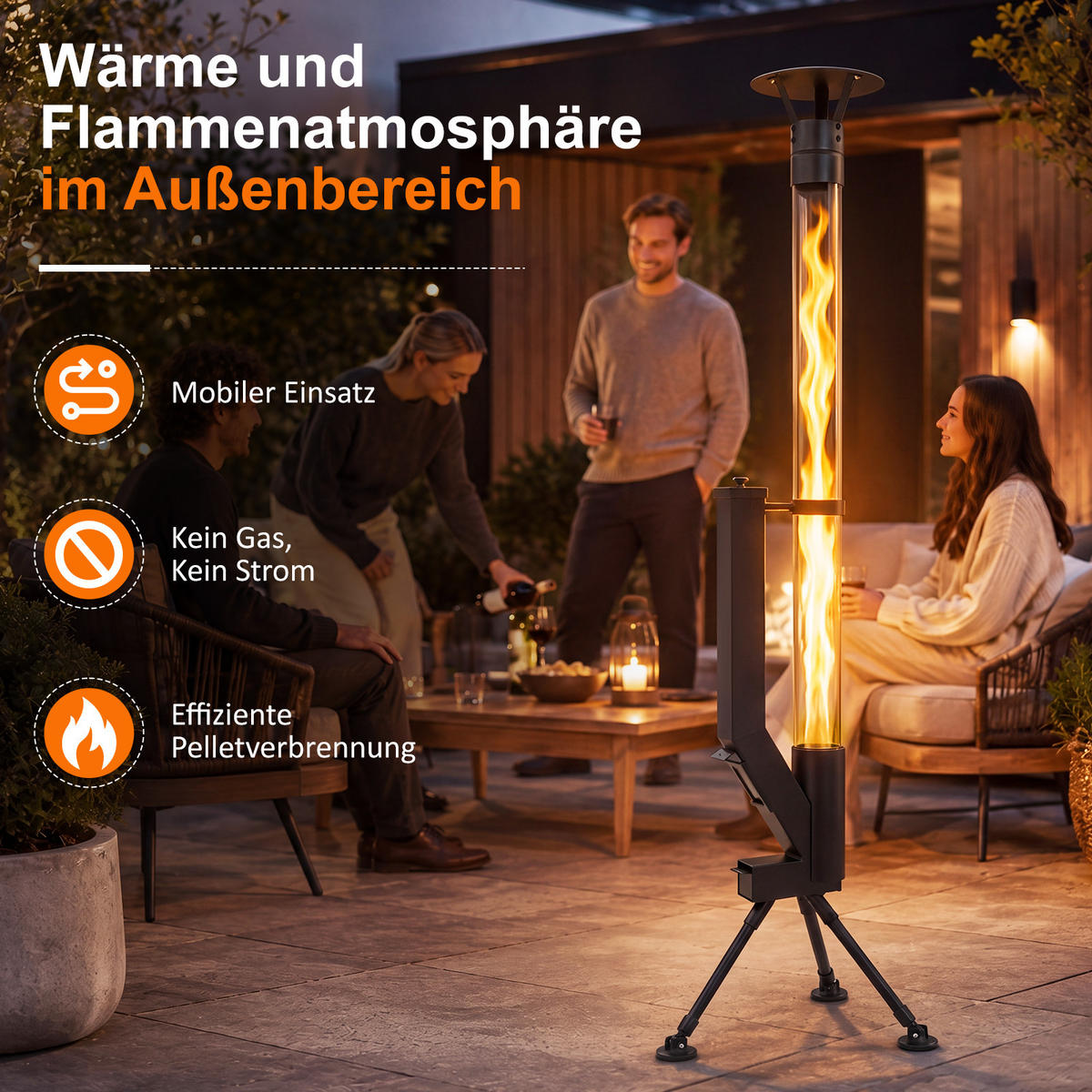 TERRASSENHEIZER Zovmar 44.5/21/167 cm - Schwarz, Glas/Metall (21/167/44.5cm) - ZMH