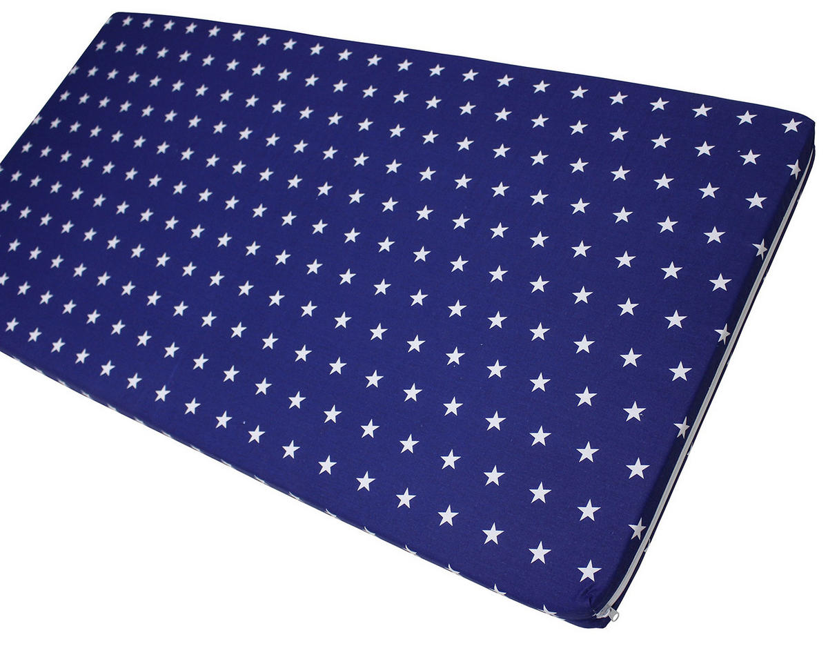 BABYMATRATZE 60/120 cm Rollmatratze mit Reisetasche, Bezug 100 % Baumwolle - Dunkelblau, Naturmaterialien - Best for Kids