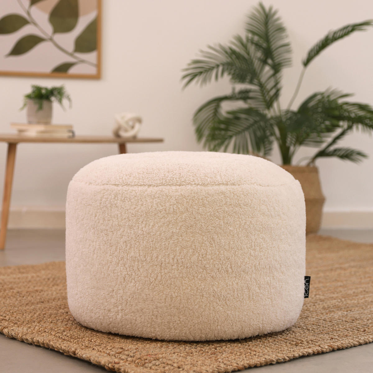 SITZPOUF Borg Natural - Beige, Textil (55/35/55cm)