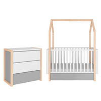 POKOJ PRO MIMINKO 2DÍLNÝ Bílá a šedá - bílá, kompozitní dřevo (144/86.5/80cm) - Petits-meubles