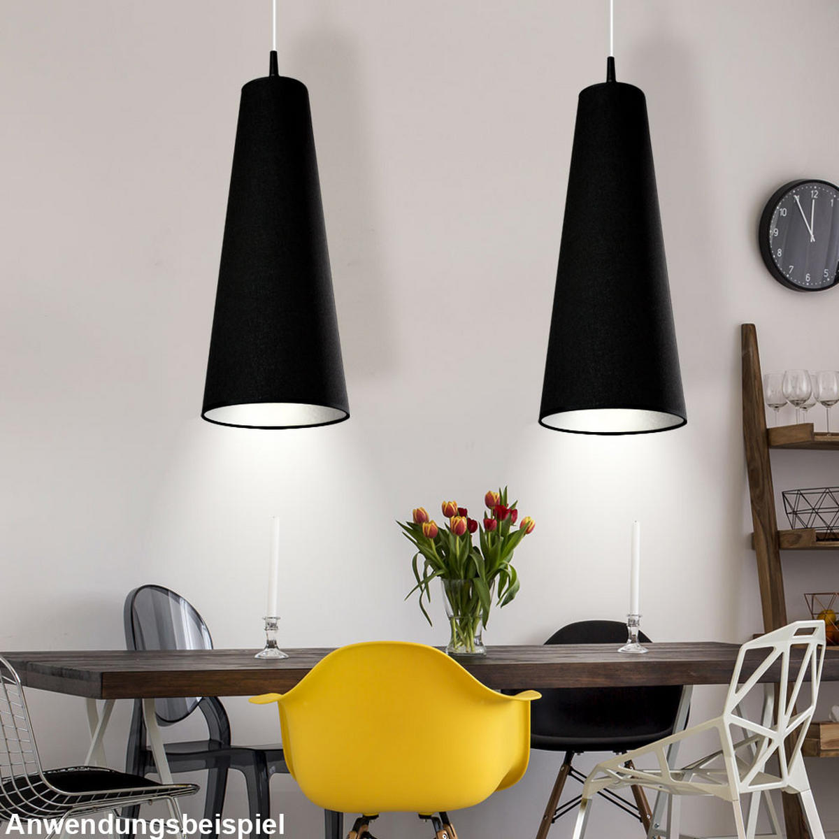 HÄNGELEUCHTE Stoff Schwarz 20 cm RAZZI - Schwarz, Textil (20/20/120cm)