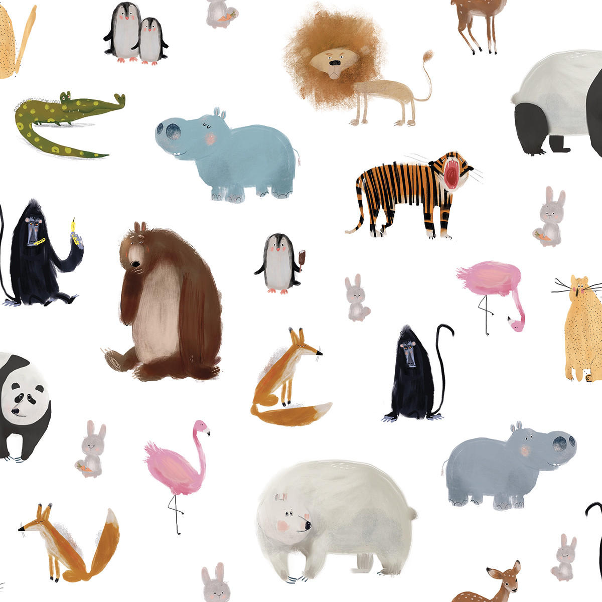 VLIESTAPETE Animalia 50 cm x 10 m, mehrfarbig - Multicolor/Weiß, Papier (50/1000cm) - Lilipinso