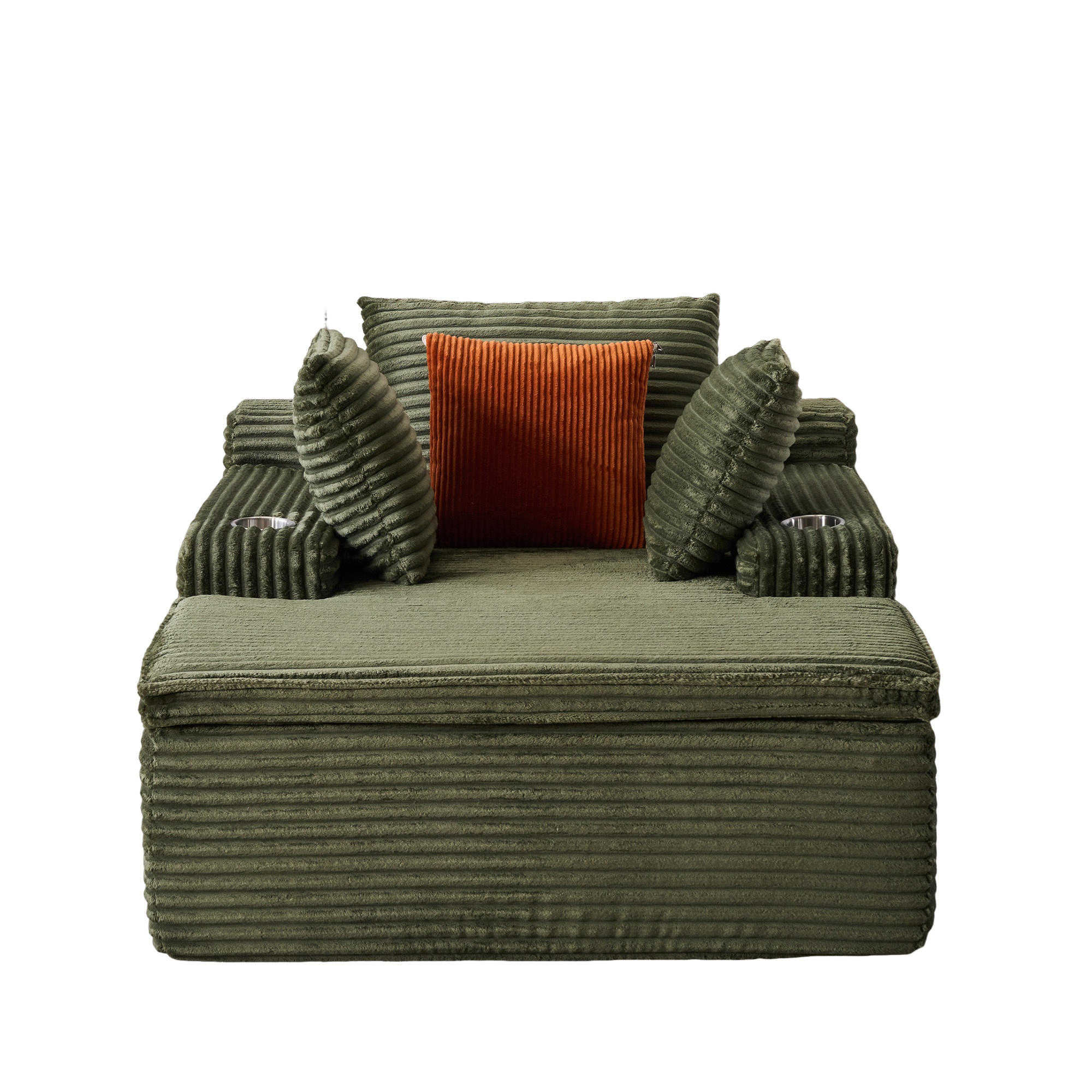 SCHLAFSOFA 165/112/63 cm Grün mit Chaiselongue, 3 Kissen und 1 Decke - Grün, Textil (112/63/165cm) - Oxeza