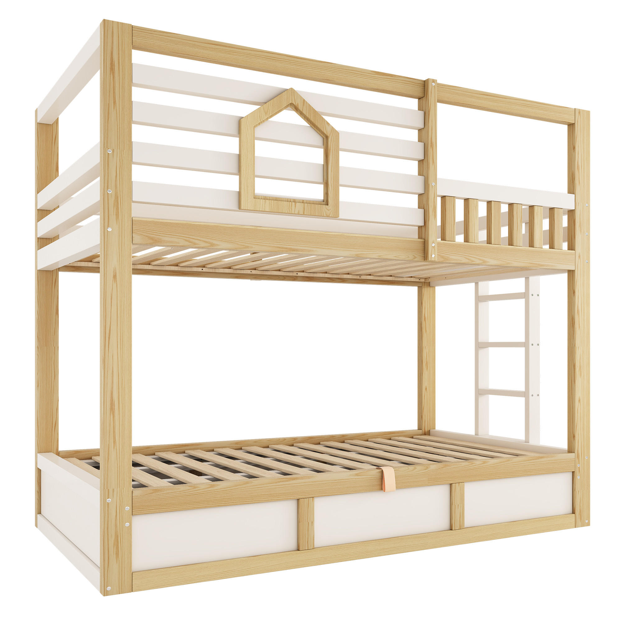 ETAGENBETT 90/200 cm DE-32526 mit Hüttenstil Weiß/Eiche - Eichefarben, Holz (90/200cm) - ComfortXL