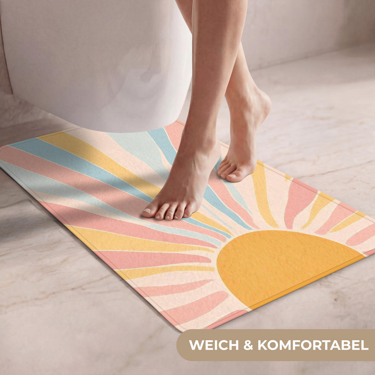 WC PŘEDLOŽKA Ilustrace - Slunce - Pastelové barvy 50x80 cm - pastelově modrá, textil/plast (50/1cm) - OnlyWow