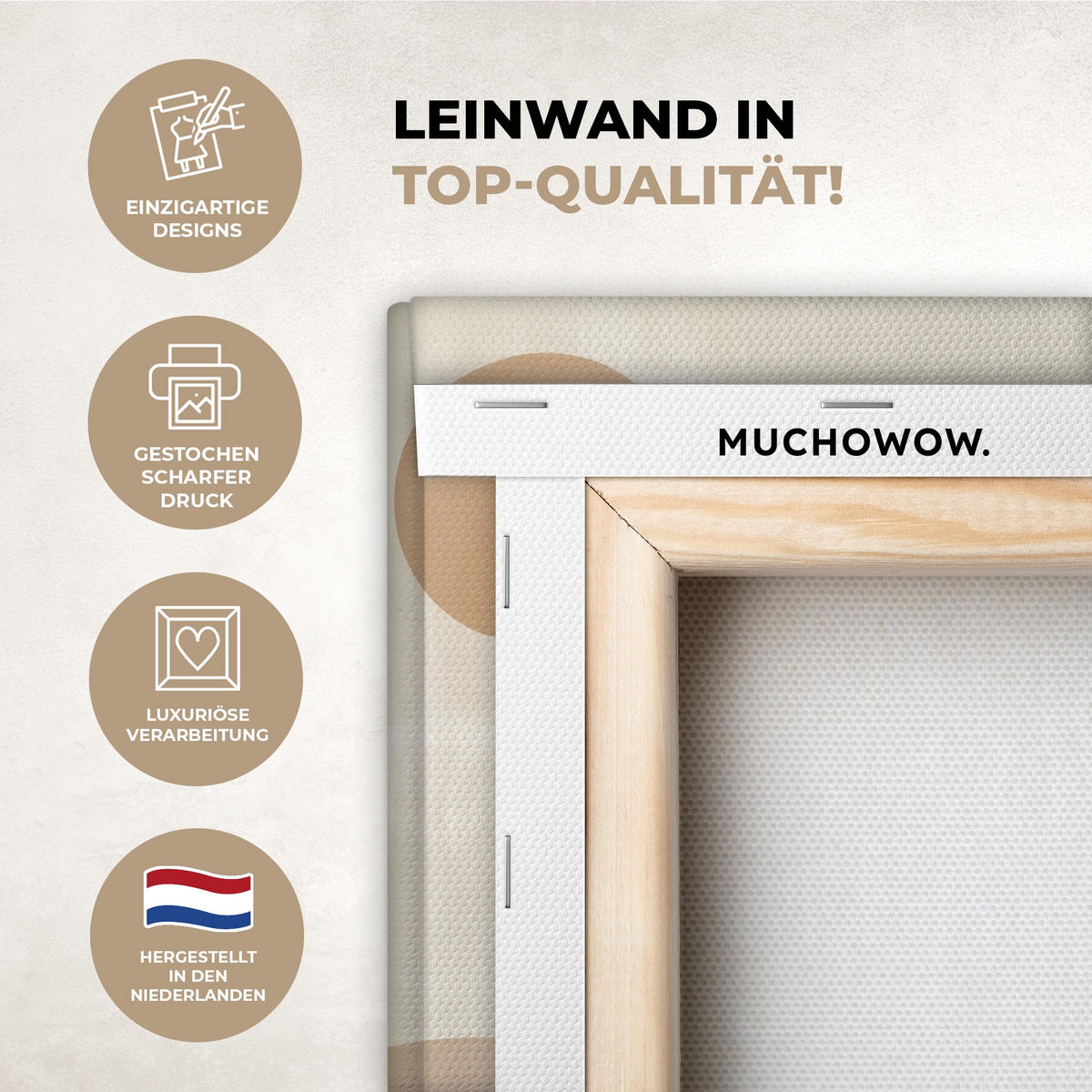 LEINWANDBILD Japandi - Landschaft - Beige 20x30 cm - Cognac, Textil (20/30cm) - MuchoWow