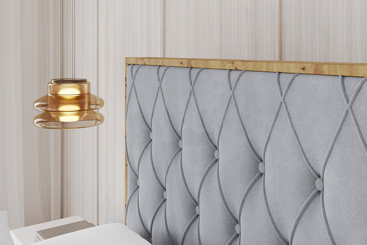 POLSTERBETT mit Bettkasten, Fußteil und Lattenrost, Boxbett ohne Matratze - ENZO5-Z 140x200 Hellgrau - Hellgrau, Holzwerkstoff/Textil (140/200cm) - ALTDECOR