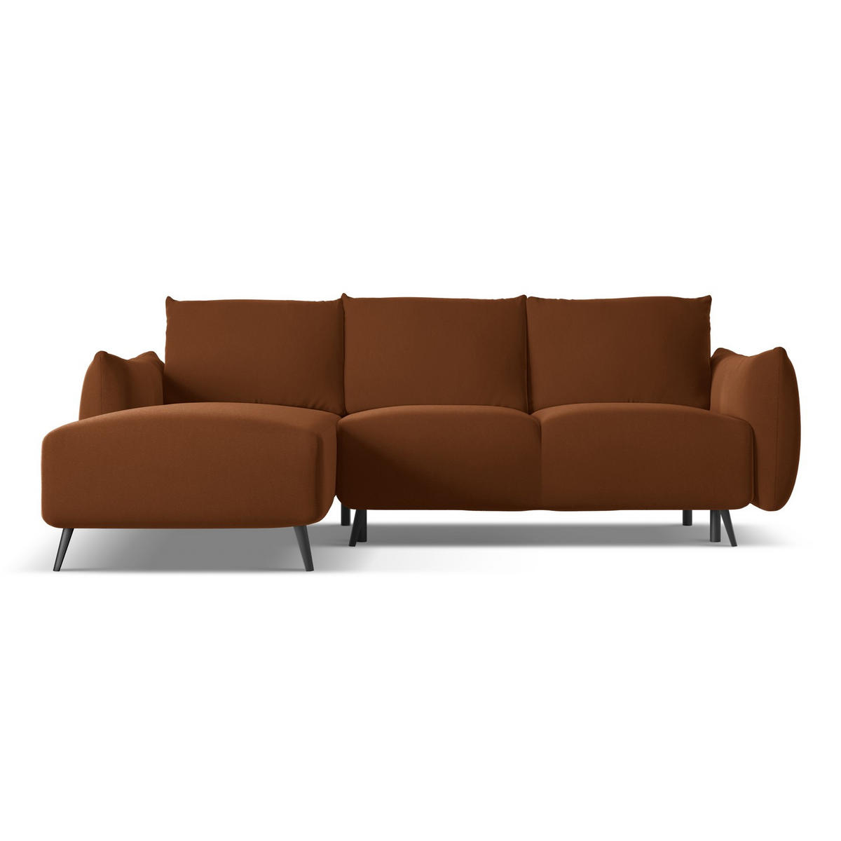 ECKSOFA mit Schlaffunktion Samt Stoff Orange - Terracotta/Schwarz, Textil/Metall (162/242cm) - LaMiaSofa