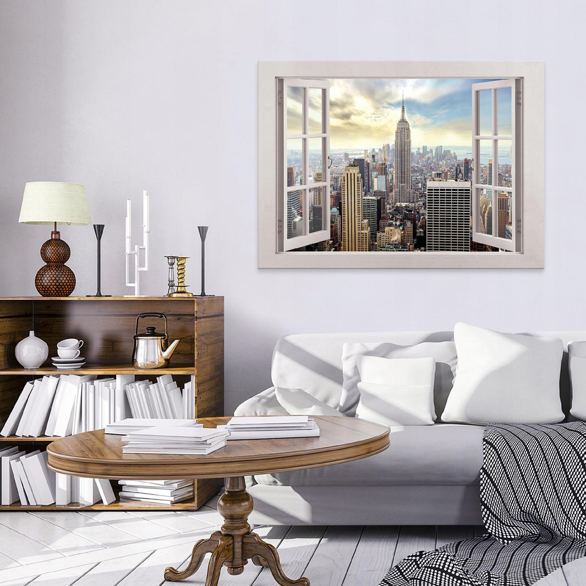 LEINWAND BILDER Stadt New York Wohnzimmer 120x80 - Multicolor, Holzwerkstoff (120/80cm) - Wallarena