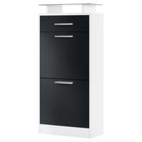 SCHUHSCHRANK Loret Front in Schwarz matt - Schwarz, Holzwerkstoff (46/104/23cm) - Vladon