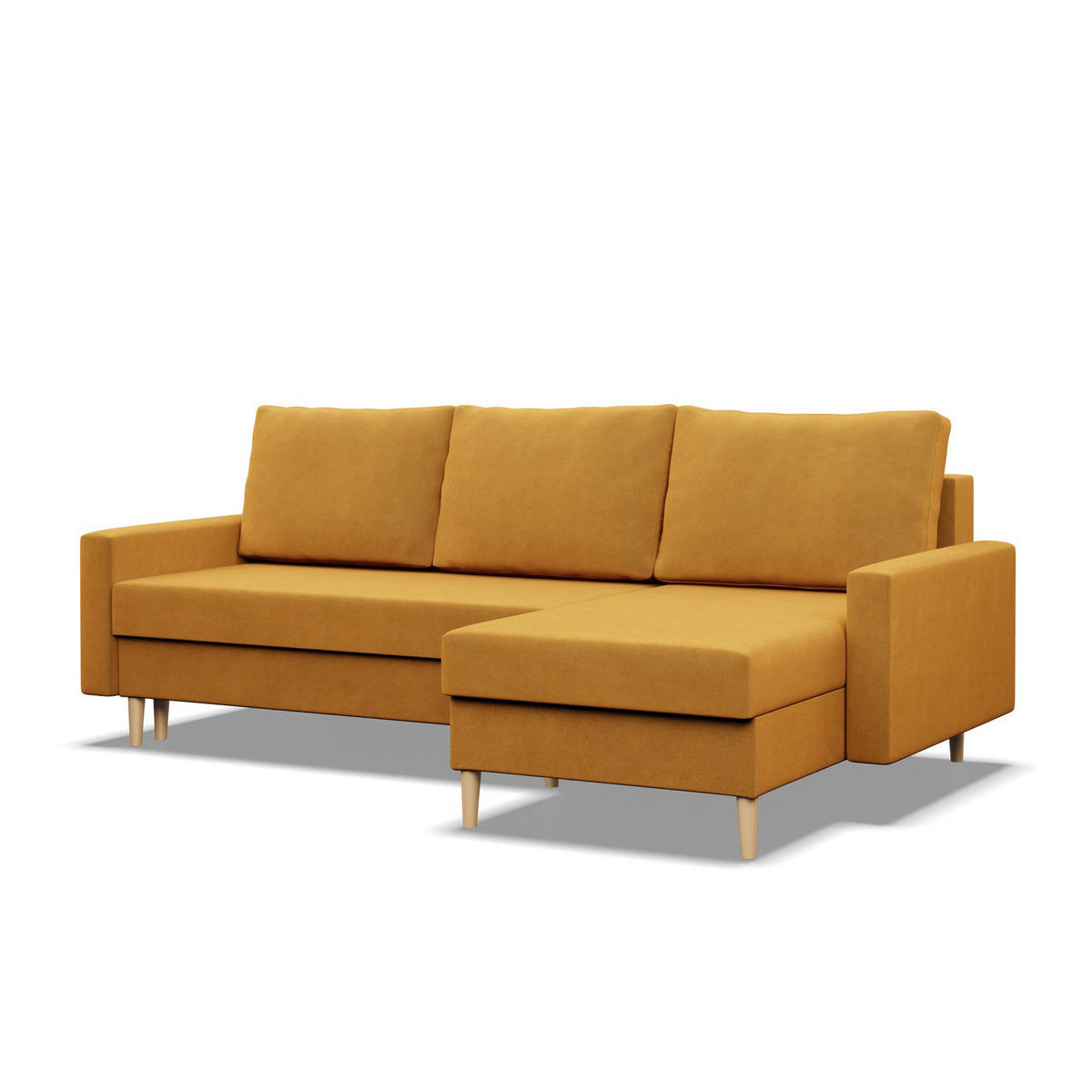 ECKSOFA MIT SCHLAFFUNKTION BLANK, Gelb - Gelb, Textil (223/140cm) - Mebligo