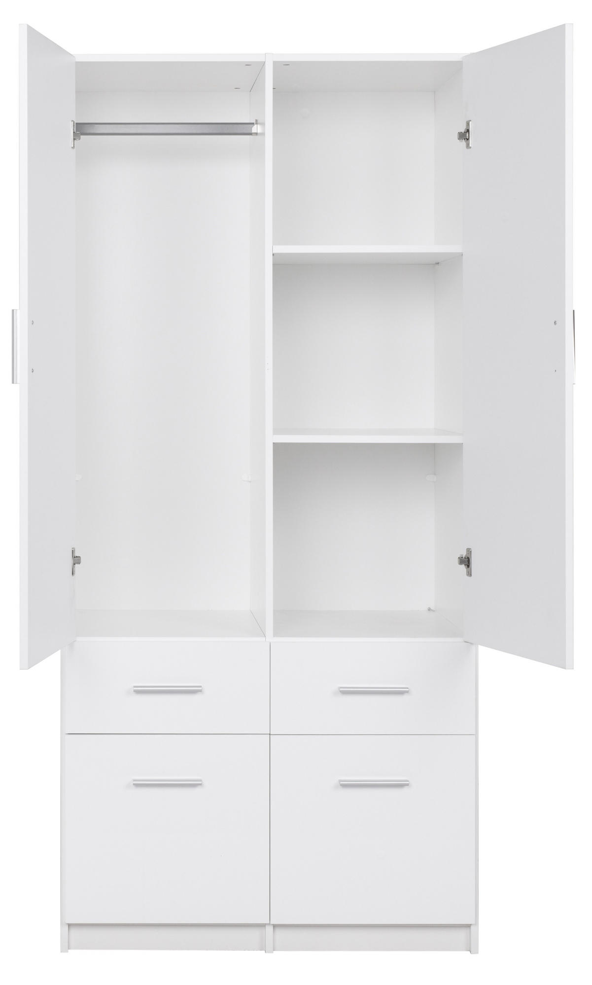 DREHTÜRENSCHRANK LUGERN 91,2/197,6/53,6cm 2-türig Weiß - Weiß, Holzwerkstoff (91.2/197.6/53.6cm) - MASSENO
