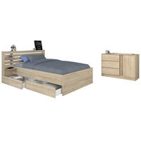 KINDERZIMMER Eiche japanisch, 2-teilig, Jugendzimmer-Set mit Bett 120 x 200 cm - Eichefarben, Holzwerkstoff/Metall (152/89/217cm) - Parisot Meuble