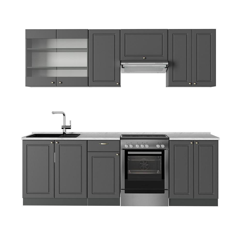 Vicco KUCHYŇSKÝ KOUT Fame-Line Anthrazit-Gold Landhaus 240 cm , PD Mramor