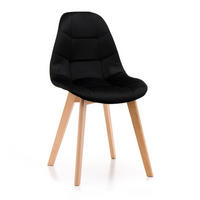 STUHL VEGAS im skandinavischen Stil - schwarz - Samt Velours - Schwarz/Naturfarben, Holz/Kunststoff (47/86/42cm) - NEW HOME