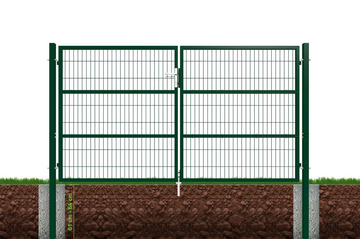 ZAUNTOR Razo Grün 3m H.160cm + TÜRCHEN 1m H.160cm - Grün, Metall (306/166cm) - Casanoov