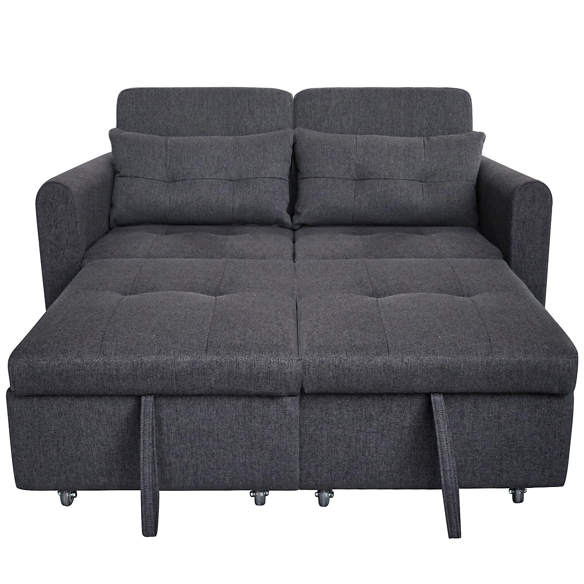 SCHLAFSOFA 3-in-1 Baumwoll-Leinen mit verstellbarer Rückenlehne und USB-Anschluss Grau 142/85/83 cm - Grau, Textil (85/83/142cm) - Redom