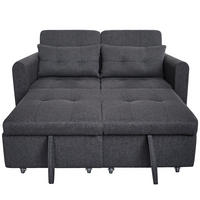 SCHLAFSOFA 3-in-1 Baumwoll-Leinen mit verstellbarer Rückenlehne und USB-Anschluss Grau 142/85/83 cm - Grau, Textil (85/83/142cm) - Redom