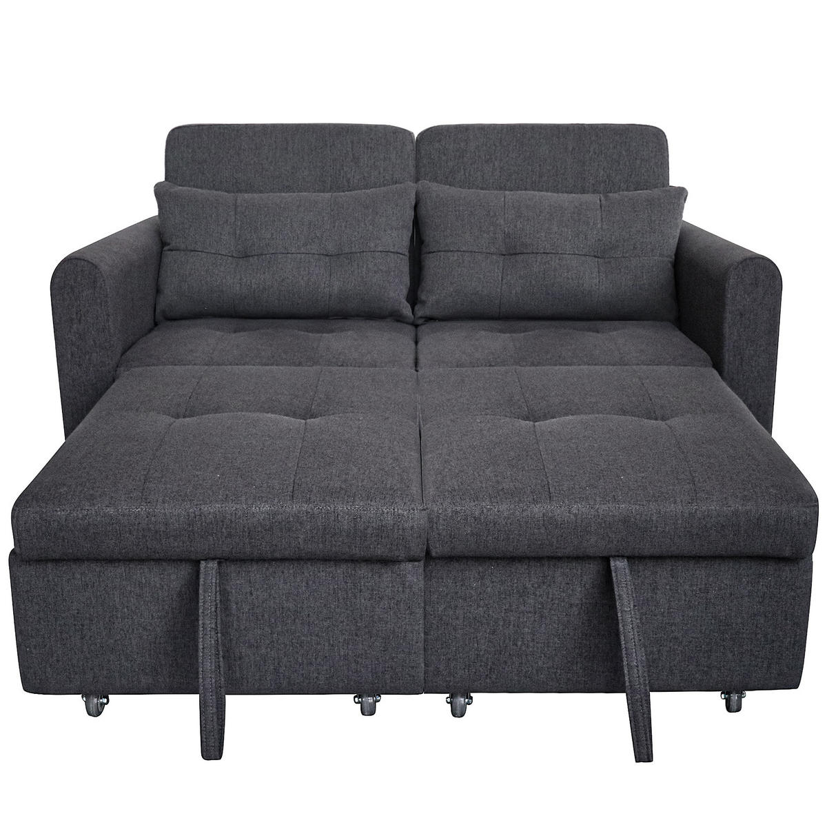 SCHLAFSOFA 3-in-1 Baumwoll-Leinen mit verstellbarer Rückenlehne und USB-Anschluss Grau 142/85/83 cm - Grau, Textil (85/83/142cm) - Redom