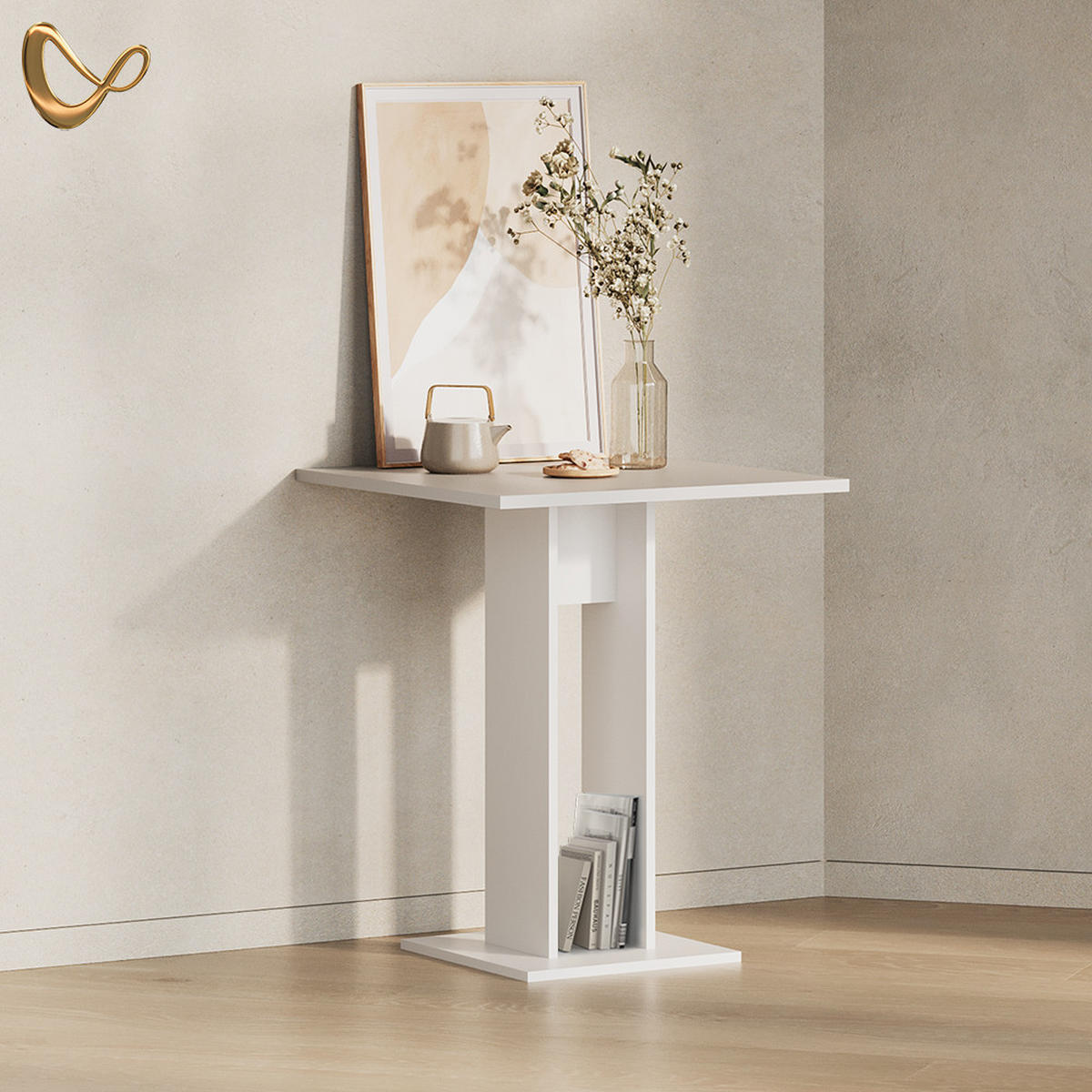 ESSTISCH Regusa Weiß 65 x 78 cm - Weiß, Holzwerkstoff (65/65/78cm) - Livinity®