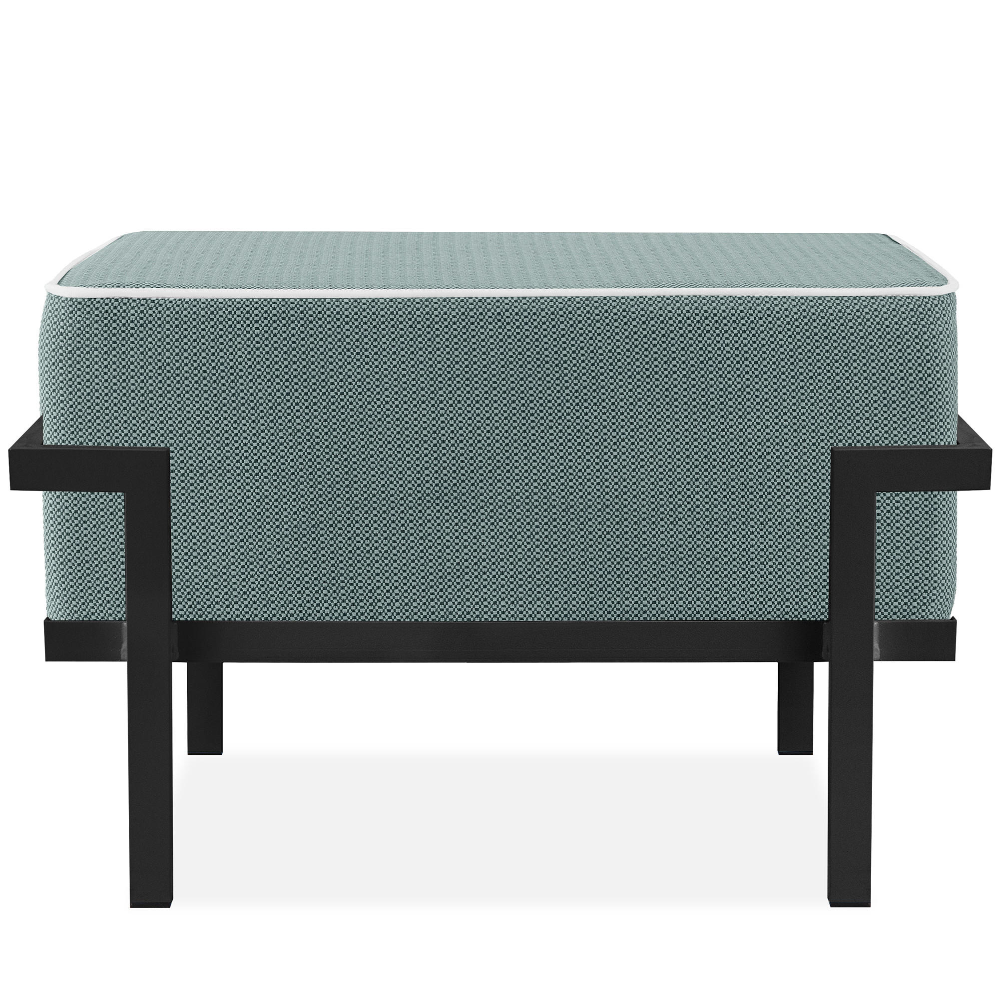 GARTENLOUNGE-HOCKER TRIGLO auf Metallfüßen, Modern, Dunkelgrau - Dunkelgrün/Dunkelgrau, Textil/Metall (69/44/54cm) - KONSIMO®