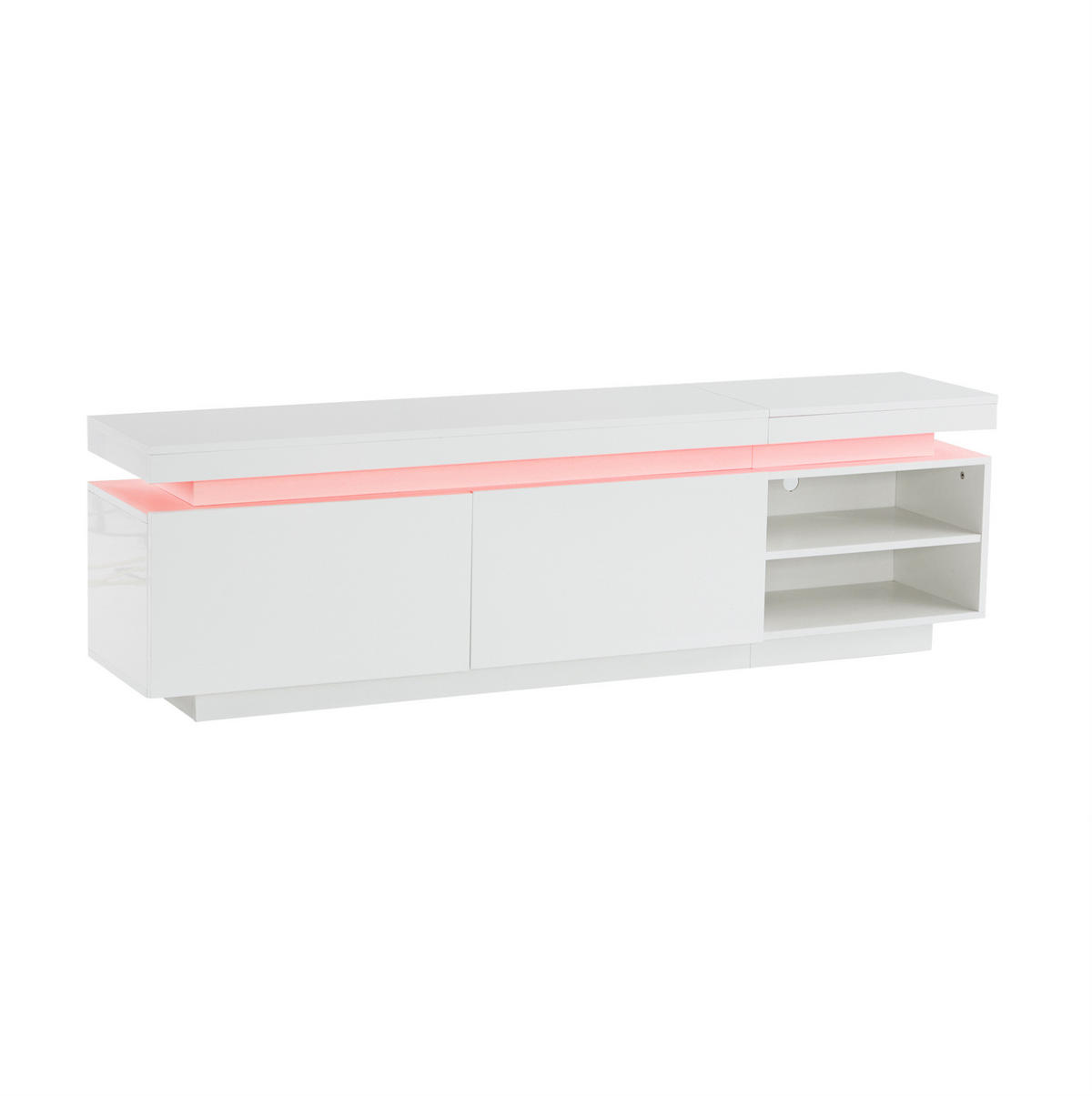 TV-LOWBOARD aus Spanplatte 170x35x50 cm Weiß mit LED-Beleuchtung, Kabelmanagement und Stauraum - Weiß, Holzwerkstoff (170/50/35cm) - Modfu