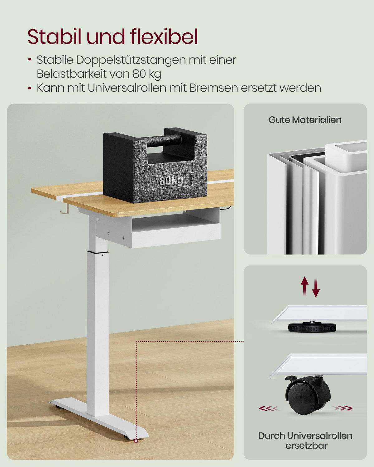 BÜROTISCH Booker - Gelb, Holzwerkstoff (120/60/120cm) - VASAGLE