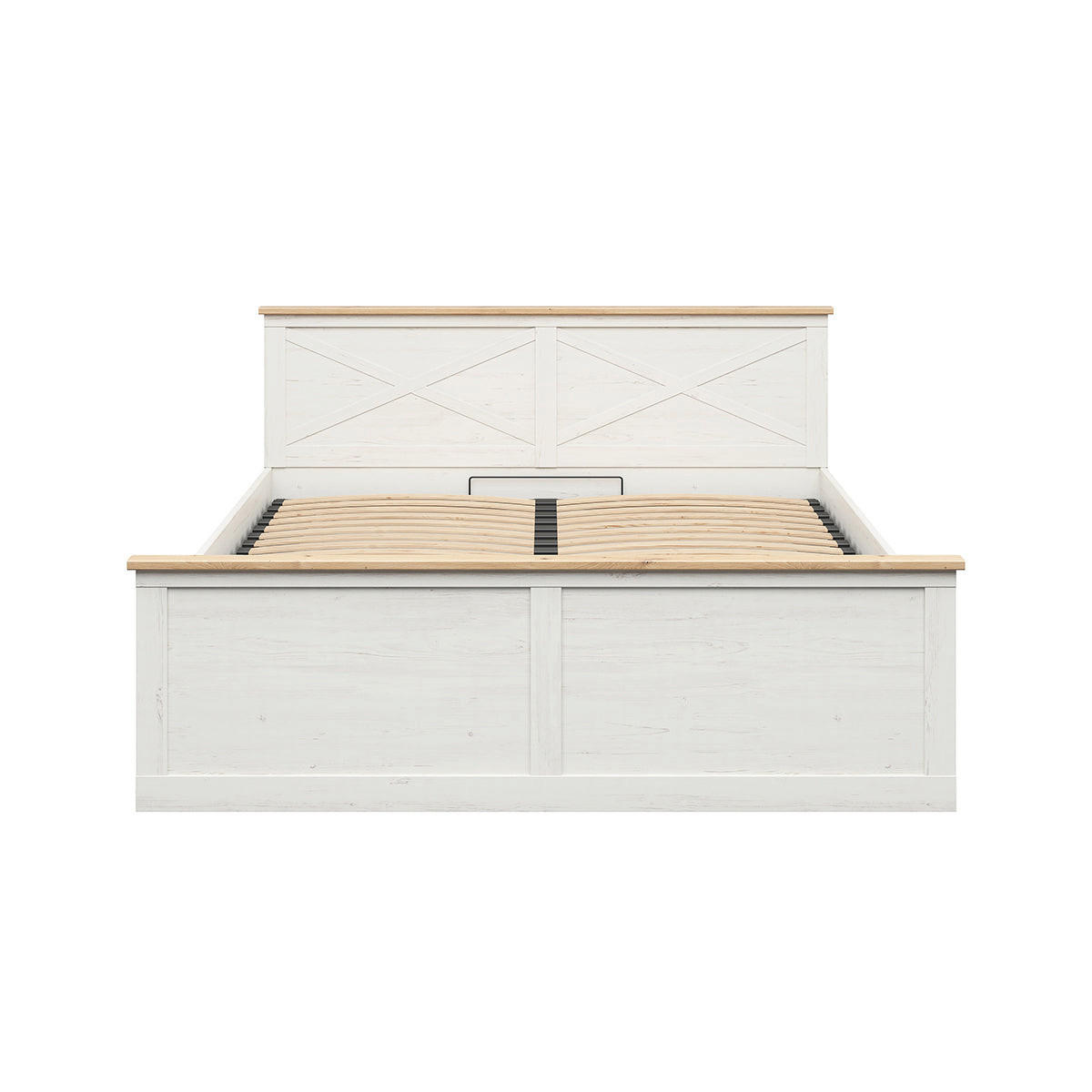 BOXBETT 180/200 Victoria Weiß und Holz - Weiß, Holzwerkstoff (180/200cm) - Petits-meubles