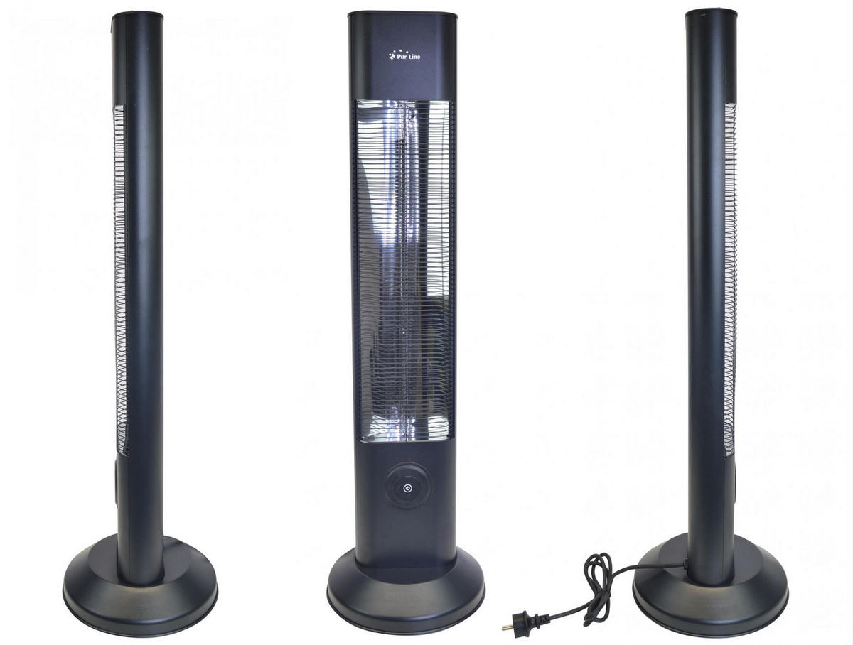 HALOGEN-HEIZUNG Schwarz für außen und innen 2000 W - Schwarz, Kunststoff/Metall (15/95/15cm) - Purline