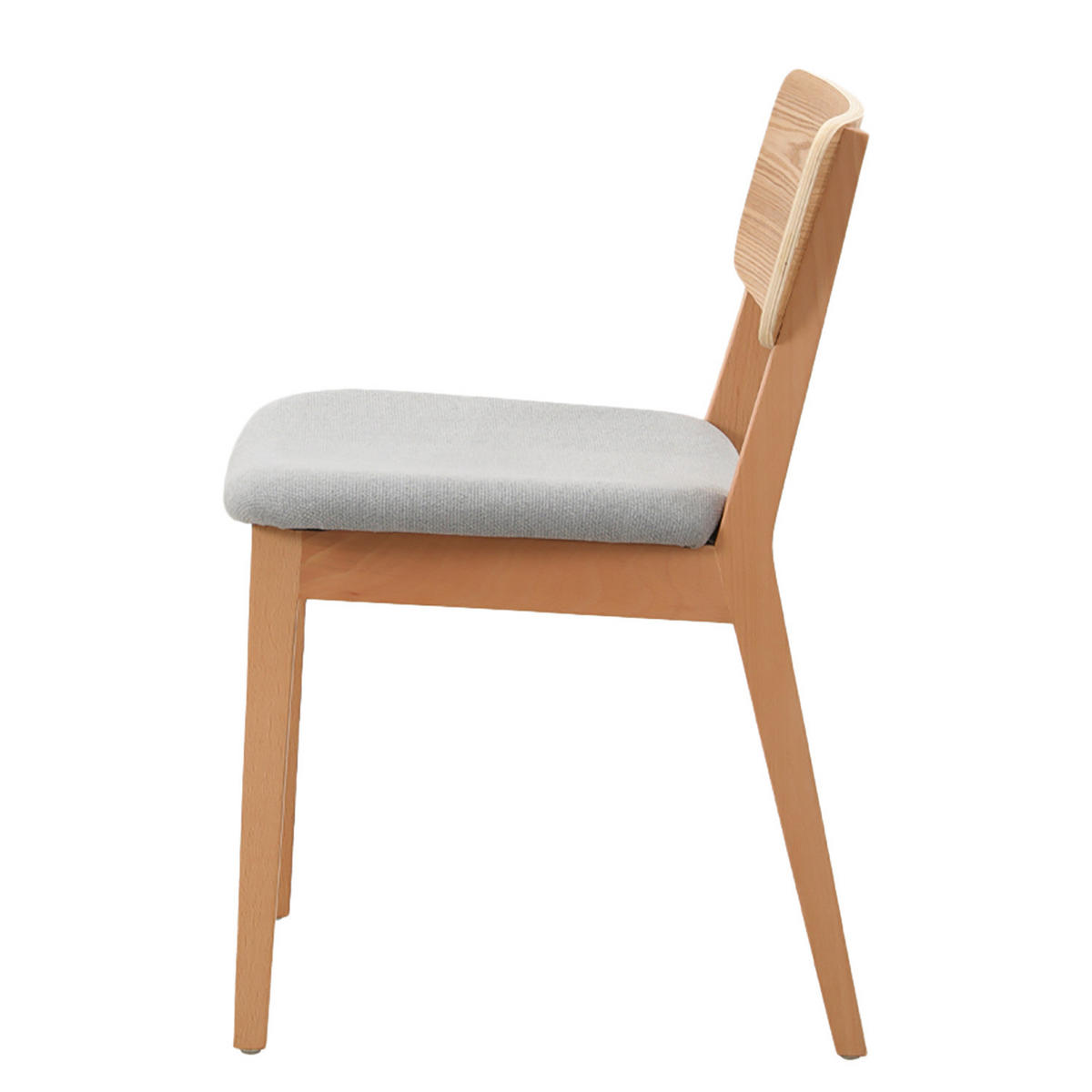 ESSZIMMERSTUHL 2er Set - Buche teilmassiv / Strukturstoff - Grau / Buche - Grau, Holz/Holzwerkstoff (52/76/56cm) - home24