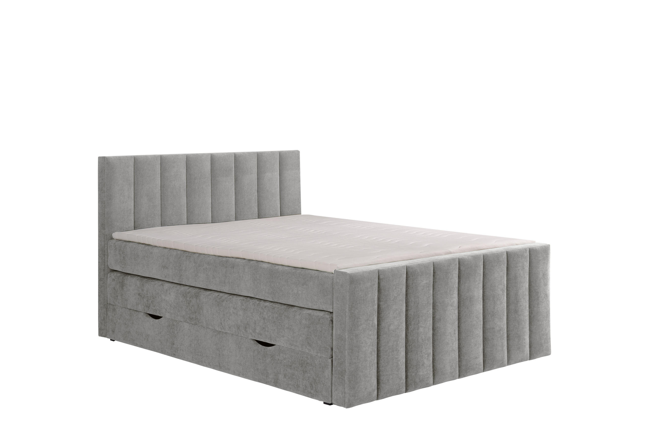 BOXSPRINGBETT VELTRA mit Topper und Bettkasten, Grau, 120x200 cm - Grau, Textil (120/200cm) - KS Home Concept