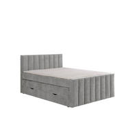BOXSPRINGBETT VELTRA mit Topper und Bettkasten, Grau, 160x200 cm - Grau, Textil (160/200cm) - KS Home Concept