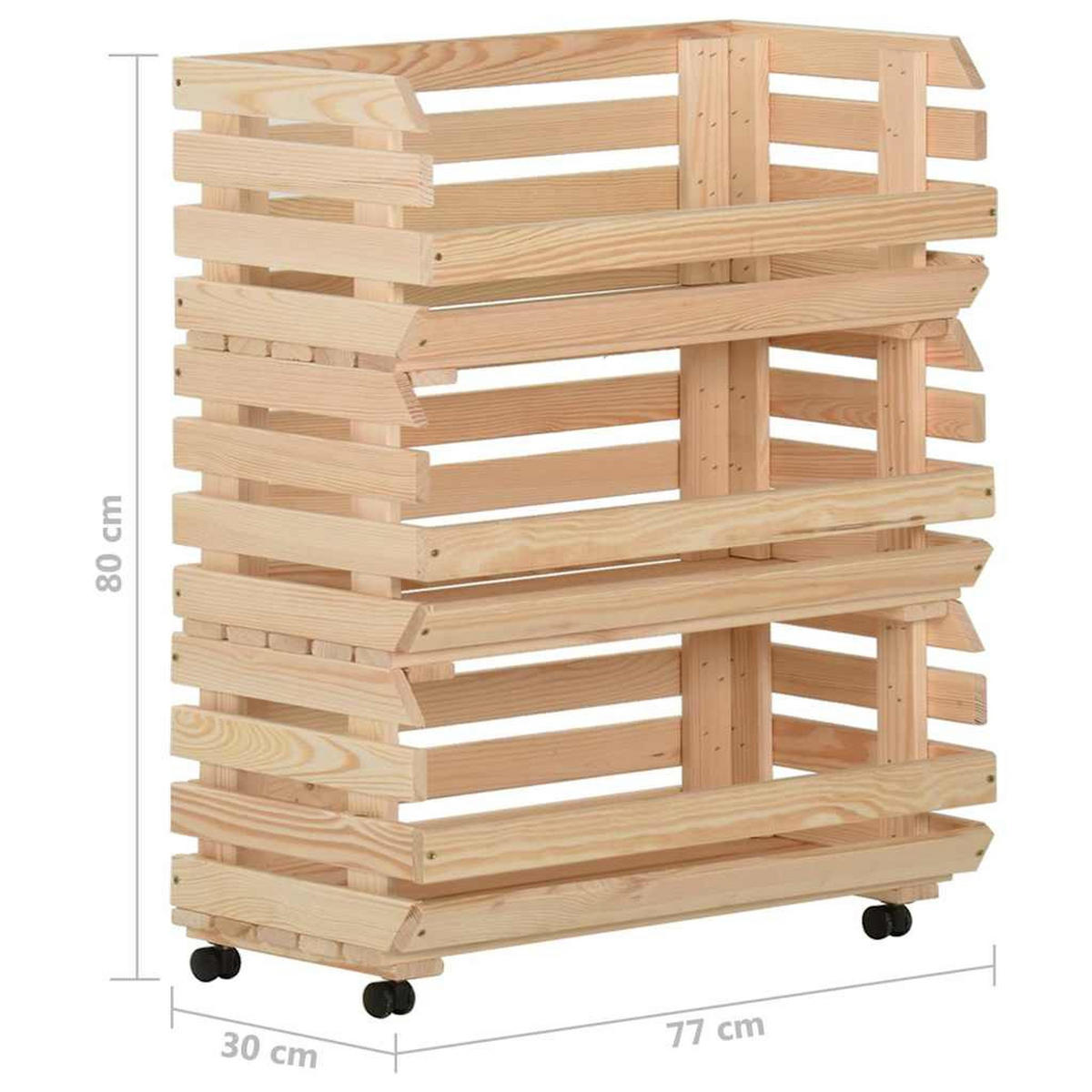 GEMÜSEWAGEN 77/30/80 cm Braun Massivholz Kiefer - Braun, Holz (30/80/77cm) - vidaXL