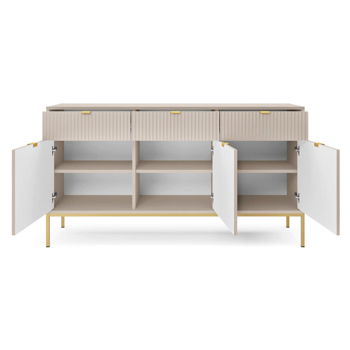 VELLORE Sideboard - Ecru/Beige, Holzwerkstoff/Metall (154/83/39cm) - Selsey