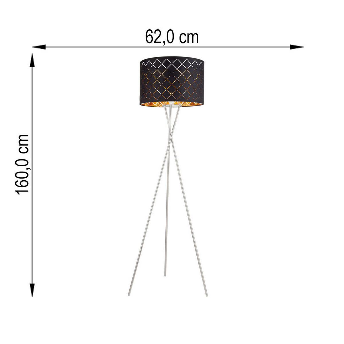 LED STEHLEUCHTE Metall Schwarz Gold - Schwarz, Metall (62/62/158cm) - Globo Lighting